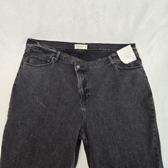 ABERCROMBIE & FITCH The '90s Slim Straight Hi-Rise Black Jeans Size 36/22R NEW! - Picture 7 of 16